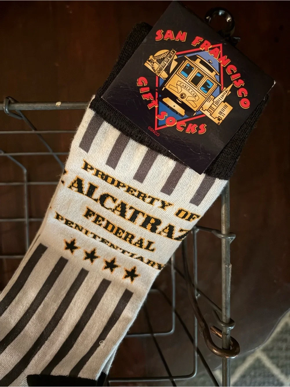 Alcatraz Federal Crew Socks - Black, White & Gold